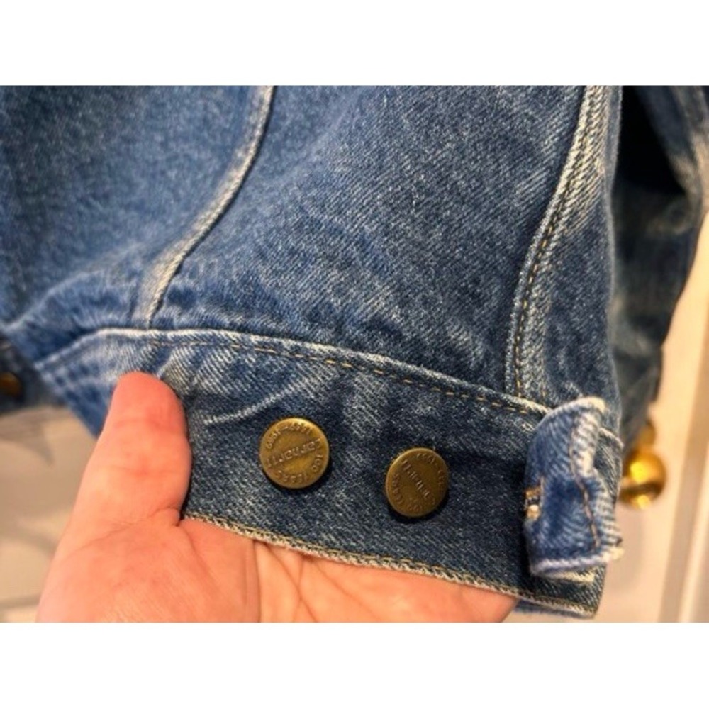 Vtg Carhartt Denim Jean Trucker Jacket Flannel Lined 100 Year Plaid Large - Picture 12 of 13